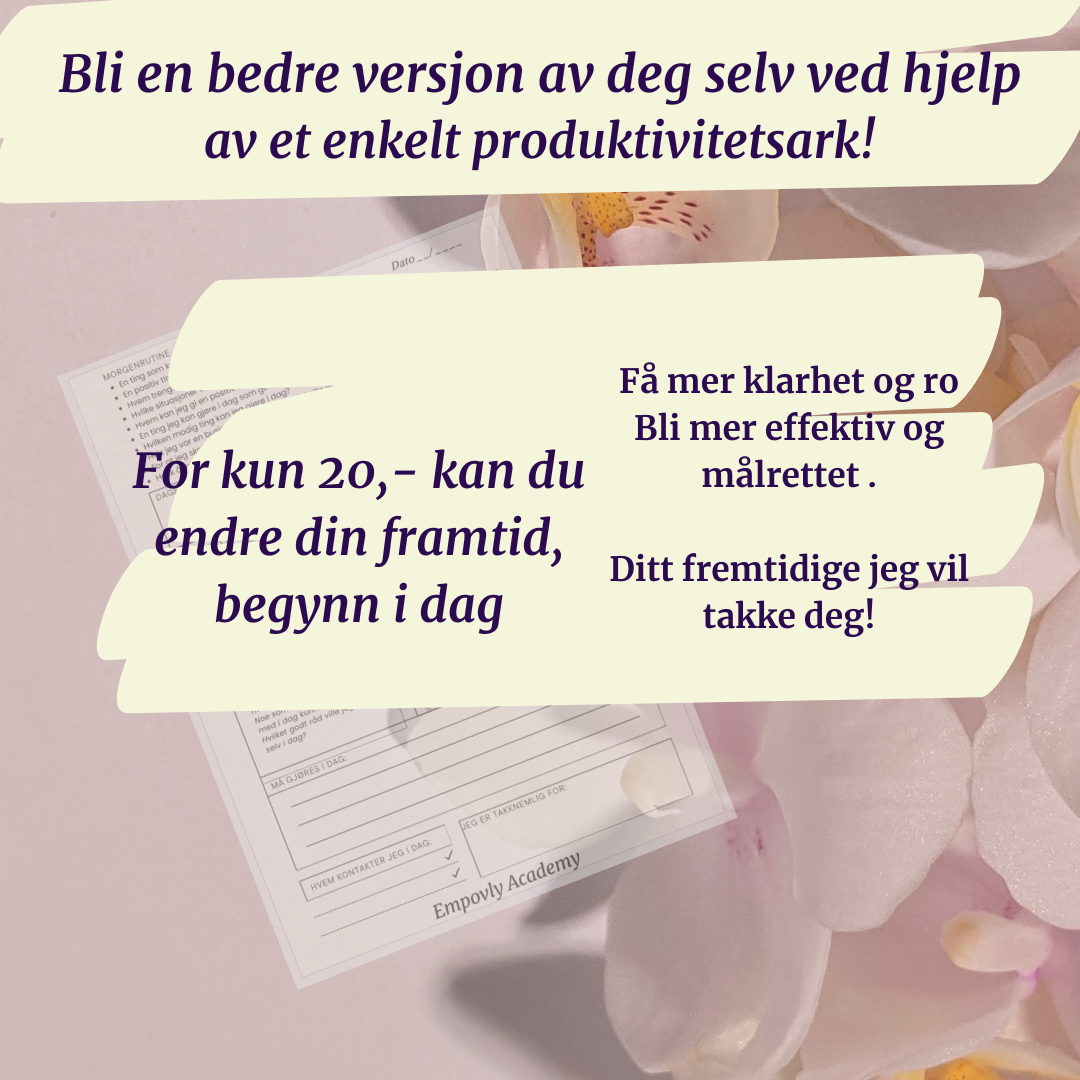 Produktivitets skjema - bli mer fokusert, motivert og produktiv